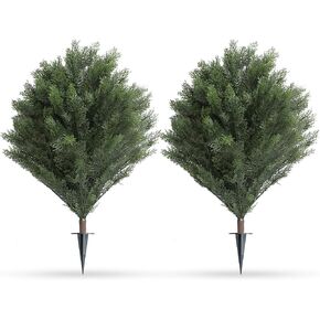 momoplant Artificial Topiary Cone Cedar Potted Plant 39'' UV Outdoor/Indoor (Set of 2) Faux Cypress Bushes Tree 3.2ft