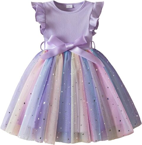 HNXDYY Baby Girl Tulle Dress Casual Summer Ruffles Princess Dresses in Kuwait