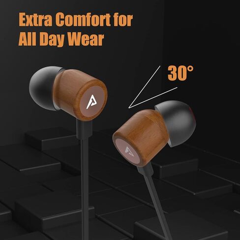 USB C Headphones for iPhone, Type C Earbuds Red Pear Wood Wired HiFi Stereo with Remote & Mic, USB C Earphones Compatible with iPhone 15 Pro Max, Galaxy S23, iPad Pro Device with Type C, Dark Green in Saudi Arabia