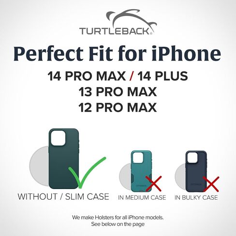 حافظة هاتف من الجلد الفاخر من Turtleback لهاتف iPhone 14 Pro Max و14 Plus و12 & 13 Pro Max - حامل حزام هاتف أسود يناسب الجرابات الرفيعة - حافظة هاتف مع مشبك حزام جلدي حصري، إغلاق مغناطيسي in Kuwait