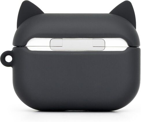 Cute Airpods Case, Whisker Cat Airpods 2 Case, 3D Animals Black Cat Kitty Airpods 1st Generation Case, Airpods 2nd Generation Shockproof Silicone Charging Case with Cleaner Kit and Carabiner in Kuwait