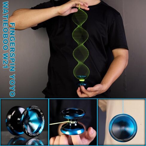 WATIEOBOO R8 يويو احترافية مستجيبة يويو، يويو معدنية للأطفال المبتدئين، استبدال محمل يويو غير مستجيب لمشغل يويو المتقدم + أداة حمل إزالة + محور + حافظة يويو (أزرق) in Kuwait