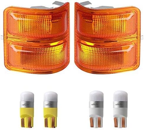 عدسة HERCOO Amber Side Mirror Marker Lights مع LED متوافقة مع 2008-2016 F250 F350 F450 Super Duty Turn Signal استبدال ما بعد البيع، الكمية: 2، العنبر والأبيض in Saudi Arabia