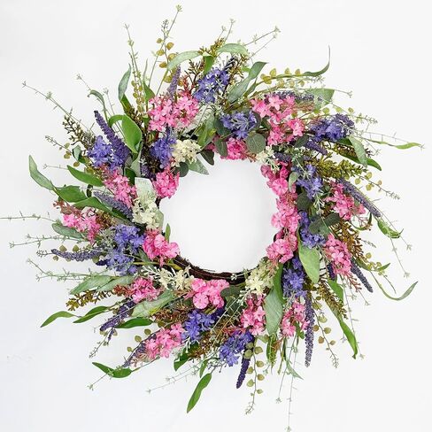22 Inch White Artificial Daisy Flower Spring Wreath with Eucalyptus Green Leaves Wreath Farmhouse Wreath for Front Door Wall Home Party in Saudi Arabia