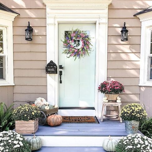 22 Inch White Artificial Daisy Flower Spring Wreath with Eucalyptus Green Leaves Wreath Farmhouse Wreath for Front Door Wall Home Party in Saudi Arabia
