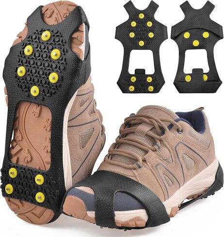 مرابط جر الثلج من Ice Cleats، 10 مسامير للمشي على الأقدام من أجل المشي على الثلج والجليد، أشرطة مضادة للانزلاق سهلة الارتداء، أحذية مطاطية للتنزه سيرًا على الأقدام وأحذية الثلوج in Saudi Arabia
