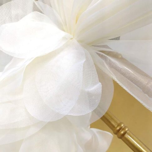 Milk Yarn Chair Cover, Tulle Chair Back Cap Covers for Bridal Shower, Wedding, Baby Shower Decoration Long Tulle High Chair Skirt Slipcovers (Ivory White, 2pcs) in Saudi Arabia