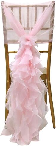 Milk Yarn Chair Cover, Tulle Chair Back Cap Covers for Bridal Shower, Wedding, Baby Shower Decoration Long Tulle High Chair Skirt Slipcovers (Ivory White, 2pcs) in Saudi Arabia