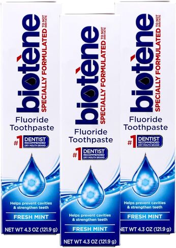 biotène Gentle Formula Fluoride Toothpaste, Fresh Mint 4.3 oz ( Pack of 3), (PPAX1366750) in Saudi Arabia