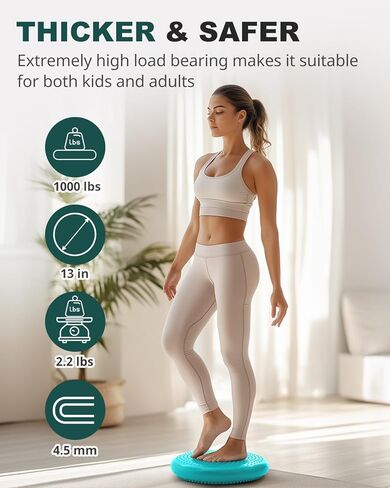 Trideer Wobble Cushion with Inflation Pump - Wiggle Seat for Sensory Kids(Multiple Colors), Core Balance Disc (Extra Thick) in Kuwait