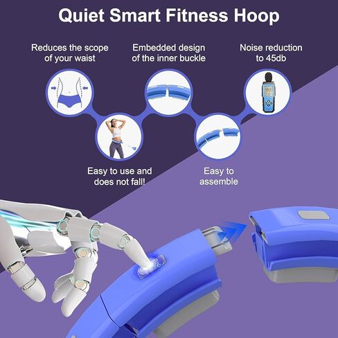 طوق تمرين مرجح لفقدان الوزن للبالغين - دائرة لياقة خصر ذكية صامتة بحجم 50 بوصة مع كرة - معدات تمرين عضلات البطن للمنزل in Kuwait