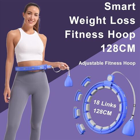 طوق تمرين مرجح لفقدان الوزن للبالغين - دائرة لياقة خصر ذكية صامتة بحجم 50 بوصة مع كرة - معدات تمرين عضلات البطن للمنزل in Kuwait