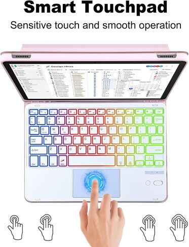 MePadKey Tablet Trackpad Keyboard Case for Amazon Fire HD 10&10 Plus 10.1 inch 11/13th Generation 2021&2023,7-Color Backlight Rechargeable Keyboard with Kids Multi-Angle Cover (Black with Black) in Kuwait