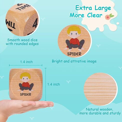 Garybank Kids Yoga Wooden Dice with Yoga Cards, Fun Exercise Dice for Kids Workout Equipment, Workout Dice Game for Kids Solo or Group, 12 Yoga Cards for Kids with Wooden Gift Boxes, Yoga for Kids in Kuwait