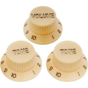 Musiclily Metric Strat Knobs 1 Volume 2 Tone Control Knobs Set for Import Squier Strat Style Electric Guitar, Black