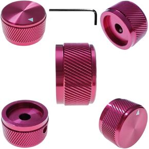 5 Pack Aluminum Rotary Electronic Control Potentiometer Knob,for 0.23'' Diameter Shaft, 0.98'' Dia, 0.61'' H, Guitar Knob, Audio knob, Volume Control Knob(Red)