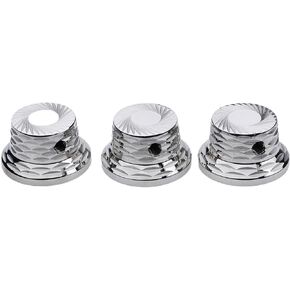 Guyker Top Hat Guitar Bass Potentiometer Control Knobs 6mm Dia. Shaft Pots - 3Pcs Stainless Steel Bell Cap Speed Tone Volume Top Sunflower Pattern Knob Replacement Parts - Black