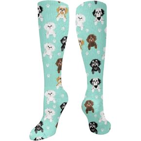 جوارب ضغط Shih Tzu Cute Shih Tsu Dogs Mint للنساء والرجال الدورة الدموية 15-20 مم زئبق هي أفضل دعم للجري الرياضي وركوب الدراجات، أبيض، مقاس واحد in Kuwait