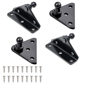 13 mm Mounting Bracket, Ball Stud Strut Prop Angled and Flat Mounting Kits for Gas Spring Gas Strut Gas Shock Black 4 Pairs with Screws
