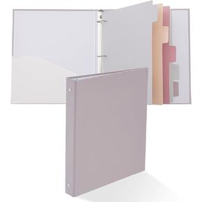 Y YOMA Colored 1 Pack 3 Ring Binder for Letter Size with 5 Tab Dividers Cardboard 1 inch 3-Ring Pocket Binder Aesthetic Cute Binder Decorative Organizer for Home School Office Supplies, Morandi Blue