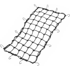 PowerTye 15in x 30in Extreme Duty Cargo Net with 5mm Premium Elastic - 3in x 3in Mesh and Rubber-Tipped Super Strong Metal Hooks - Black