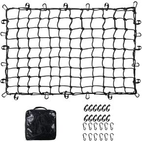 Truck Bed Net Mesh Storage Organizer, High Elastic Net with 12 Universal Hooks for Truck, SUV, Pickup (5'x7')
