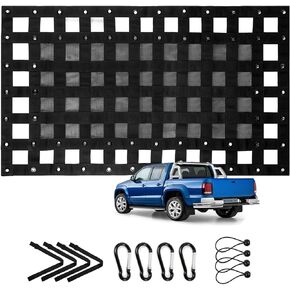 Cargo Net for Pickup Truck Bed 2.3' x 3.9' Heavy Duty Adjustable Truck Bed Cargo Nets with Metal Cam Buckles & Hooks Rope