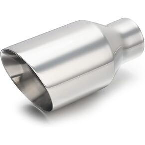 LCGP 2.25" inlet Universal Diesel Exhaust Tip 3.5" Outlet 6.25" Long Tail Tip, Black & Double Wall Angle Cut, Stainless Steel