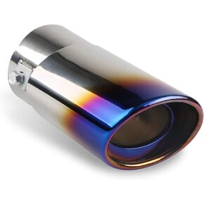 QODOLSI 1 PC Stainless Steel Exhaust Tip, 2-2.5 Inch Inlet Polished Exhaust Pipe, Car Exhaust Pipe Flue Muffler, Modified Tailpipe Compatible with Most Vehicles Exterior Rear Tip Pipe (Black/Bending)