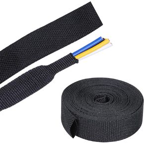 2:1 Ratio Flexibility Heat shrinkable Braided Sleeving Fabric High Temperature Wiring Cable Harness Abrasion Protector Sleeve (1/2"-15ft)