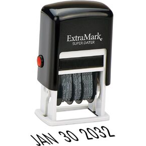 Super Dater Ink Stamp - Self-Inking Rubber Date Stamper - for Documents, Library Books & More - Black Ink