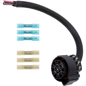 7 Pin USCAR Wiring Harness Universal Trailer Plug Replacement with Flex Rust-Free Tubing for Ford Chevy GM Factory 7 Way Universal Truck, Splice-in Multi-Tow 7-Way Harness Connector