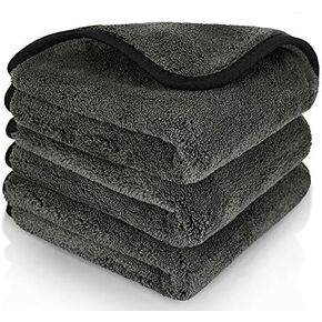 Microfiber Car Cleaning Cloths,1200 GSM Ultra Thick Microfiber Towels for Cars, Soft Car Drying Towel for Washing, Polishing and Auto Detailing 16'' x 16'' (3 Pack)