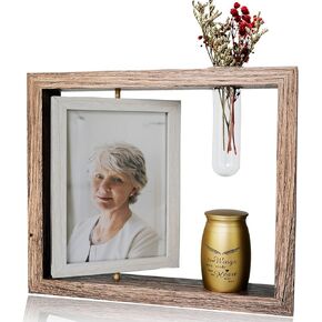 2.8’’ Small Urn for Human Ashes and Memorial Picture Frame Hold a 4’’ x 6’’ Photo, Mini Keepsake with, Golden Medium Urn Brown Photo Frame