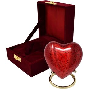 Small Heart Urn for Human Ashes - Keepsake Urn with Box & Stand - Mini Red Urn Honor Your Loved One with Handcrafted Small Urn - Cremation Urn for Men & Women