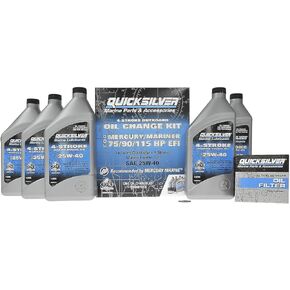 Quicksilver 25W-40 Oil Change Kit for 4-Stroke 75hp, 90hp and 115hp Mercury 1.7L outboards