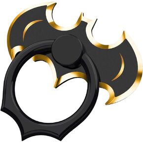 Bat Phone Ring Stand Holder - OATSBASF Cell Phone Ring Holder Finger Grip 360 Degree Rotation Compatible with iPhone 15/14/13/12 Pro Max and Other Smartphones（Black+Gold）