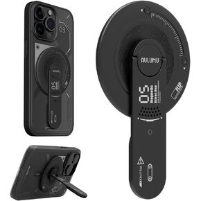 Aulumu G05 [4-in-1 MagZero] Magnetic Phone Stand Grip [Compatible with MagSafe] Removable 360° Adjustable Phone Kickstand with Box Opener - Black