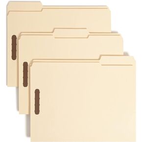 Smead 100% Recycled Fastener File Folder, 2 Fasteners, Reinforced 1/3-Cut Tab, Letter Size, Manila, 50 per Box (14547)