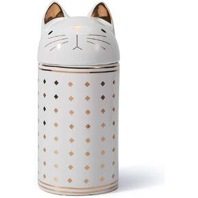 HAUCOZE Cookie Jar Snack Tray Decorative Jar Candy Dish Cat Arts Modern Sculpture Home Decor Gifts Ceramic Crafts 8.1inch