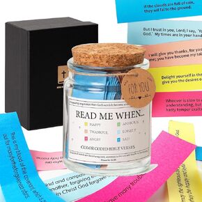 Christian Gifts for Women,Bible Verse a Jar,Read Me When Bible Verses Jar for Emotions and Feelings,Scripture Prayer Hope Jar,Blessings Jar Religious Birthday Christian Gift
