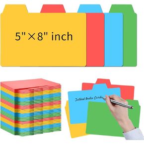 96 Pcs 5x8 Index Cards Dividers 5"×8" Tabbed Index Cards Guides Index Cards Guide Dividers The Blank Index Cards Guide Color Note Cards with Blank Tabs for Studying Working Office School Business Home