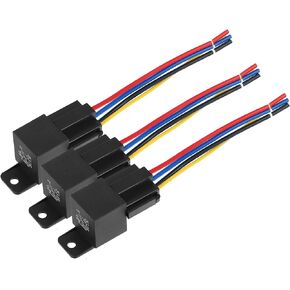 X AUTOHAUX 3 Pcs DC 48V 40A SPDT Automotive Car Relay 5 Pin 5 Wires with Harness Socket Plug