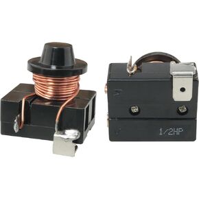 2PCS Coil Compressor Relay Starter Relay Black Heavy Duty Starter Screw Model 1/3HP 250W for Refrigerator and Freezer and Air Conditioning Compressor Maintenance and Assembly