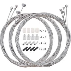 weideer 40pcs Bicycle Brake Cables Universal Brake & Shift Cables Kit with 8 O-Rings 16 End Ferrules 8 End Caps for Bicycle Repair K-105-40P