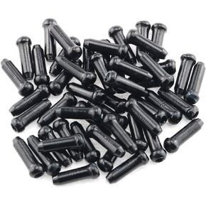 E-outstanding 50pcs Anodized Aluminum Alloy Bicycle Cable End Caps End Crimps Bicycle Line Pipe End Cap Inner Line Cover, Black