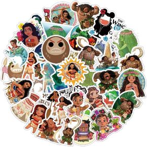 52 قطعة من ملصقات Moana، ملصقات جمالية كرتونية من الفينيل مقاومة للماء لزجاجة المياه والكمبيوتر المحمول والهاتف ودفتر القصاصات وهدايا يومية للأطفال الصغار والمراهقين والبنات البالغين ومستلزمات حفلات أعياد الميلاد...