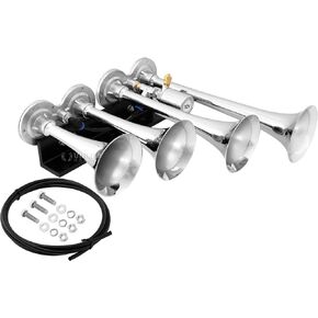Vixen Horns Train Horn for Truck/Car. 4 Air Horn Black Trumpets (XLong). Super Loud dB. Fits 12v Vehicles Like Semi/Pickup/Jeep/RV/SUV VXH4124XLB