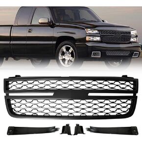 Front Upper Grille Compatible For Chevy Silverado 1500 2500 HD 3500 Grill 2005 2006 2007