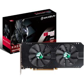 بطاقة رسومات maxsun AMD Radeon RX 580، بطاقة فيديو 2048SP GDDR5 256 بت لألعاب الكمبيوتر مع منفذ عرض HDMI DP DVI PCI Express 3.0 لوحة رسومات مزدوجة المروحة in Kuwait